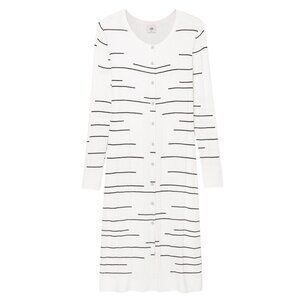 Cabi Long Sweater Size XS XSmall‎ Duster Cardigan Dashes Striped Long White